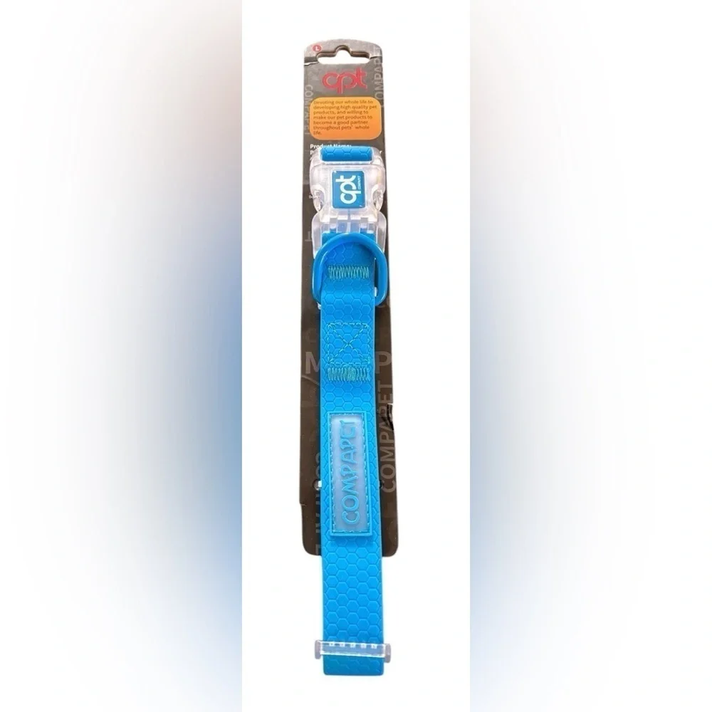 COMPAPET PVC Dog Collar Safety Buckle Adjustable Durable Collars Sz L Blue